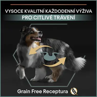 PURINA® PRO PLAN® Medium & Large Adult Sensitive Digestion GRAIN FREE, krůta