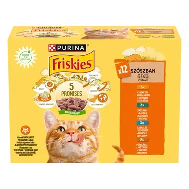 FRISKIES® multipack s kuřetem, lososem, kachnou, krůtou ve šťávě