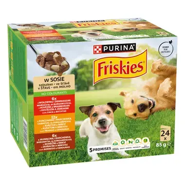 FRISKIES ADULT multipack hovězí/kuře/jehněčí ve šťávě