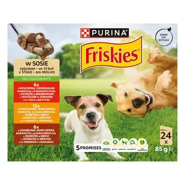 FRISKIES ADULT multipack hovězí/kuře/jehněčí ve šťávě