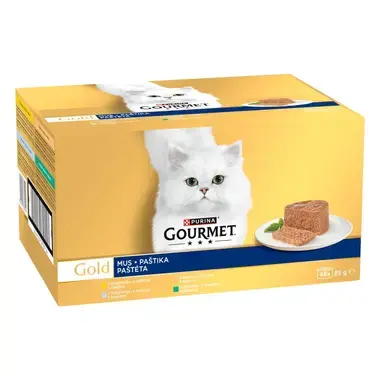 GOURMET GOLD Multipack paštiky s kuřetem/krůtou/králíkem/ tuňákem