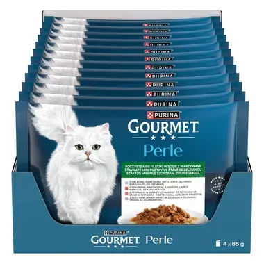 Gourmet Perle kapsičky pro kočky telecí, zvěřina, hovězí, pstruh ve šťávě