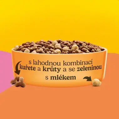 Friskies Junior granule pro koťata kuře a krůta, s mlékem, zelenina