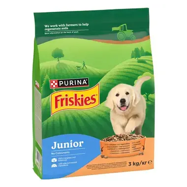 Friskies Junior granule pro štěňata kuře, zelenina s mlékem