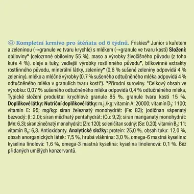 Friskies Junior granule pro štěňata kuře, zelenina s mlékem