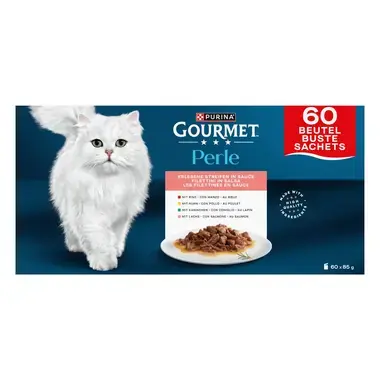 Gourmet Perle kapsičky pro kočky hovězí, kuře, králík, losos ve šťávě