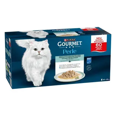 Gourmet Perle kapsičky pro kočky losos, treska, platýs, treska tmavá
