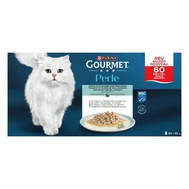 Gourmet Perle kapsičky pro kočky losos, treska, platýs, treska tmavá