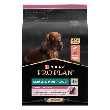 PURINA® PRO PLAN® Small & Mini Adult Dog Sensitive Skin, granule pro psy s lososem