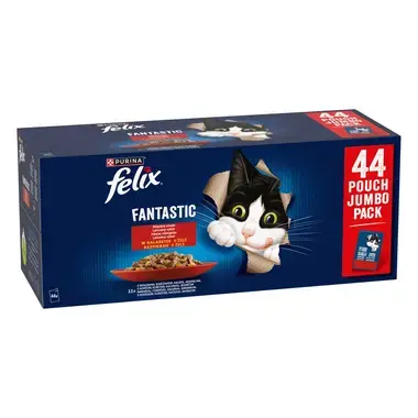 Felix Fantastic kapsičky pro kočky hovězí, kuře, kachna, jehněčí v želé 44×85 g