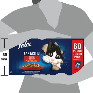 Felix Fantastic kapsičky pro kočky hovězí, kuře, kachna, jehněčí v želé 60×85 g