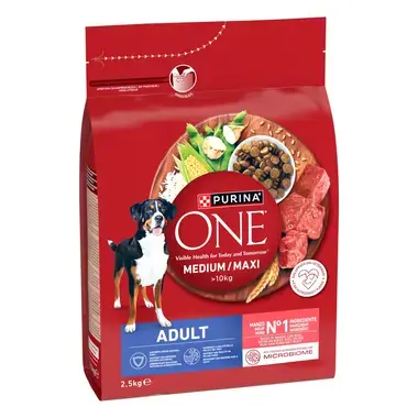 Purina ONE® Medium/Maxi Adult granule pro psy hovězí