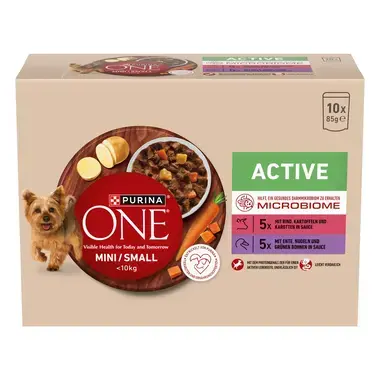 Purina® ONE® Mini Dog Active kapsičky pro psy hovězí, kachna ve šťávě