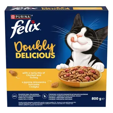 Felix® Doubly Delicious s lahodnou kombinací kuřete a krůty, bohaté na červenou řepu