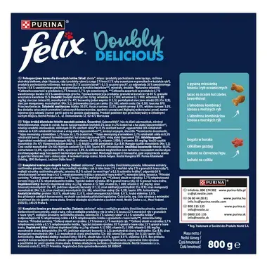 Felix® Doubly Delicious s lahodnou kombinací lososa a mořských ryb, bohaté na červenou řepu