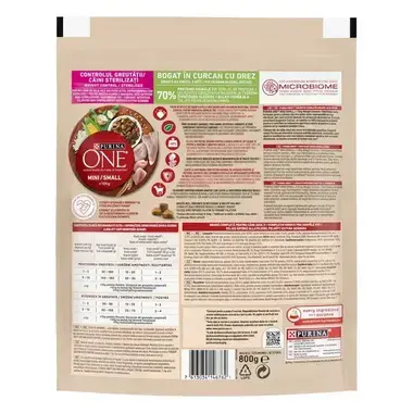PURINA ONE® MINI Weight Control – krůta - zadní strana
