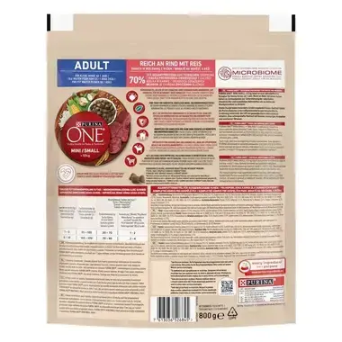 PURINA ONE® MINI Adult – hovězí - zadní strana