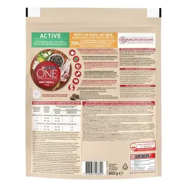 PURINA ONE® MINI Active – kuře - zadní strana