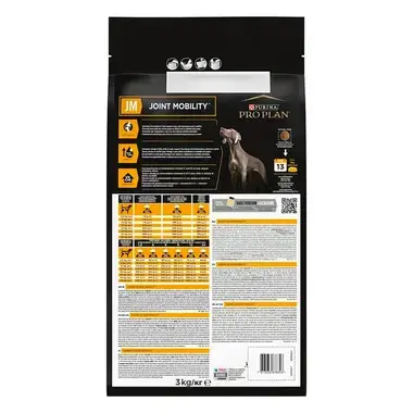PURINA® PRO PLAN® Canine JM Joint Mobility, granule pro psy - pohled na zadní stranu obalu