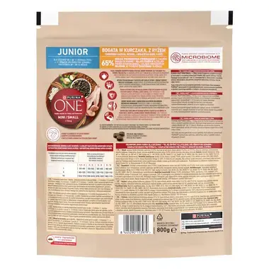 PURINA ONE® MINI Junior – kuře - zadní strana
