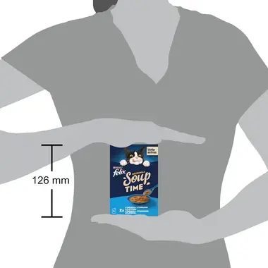 FELIX® Soup (treska/tuňák/platýs) - porovnání s velikostí postavy