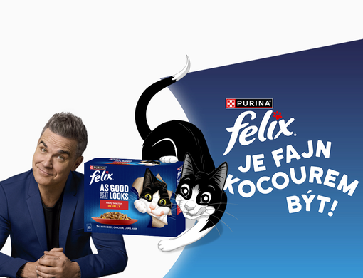 Robbie Willliams a Felix s produktem Purina Felix®