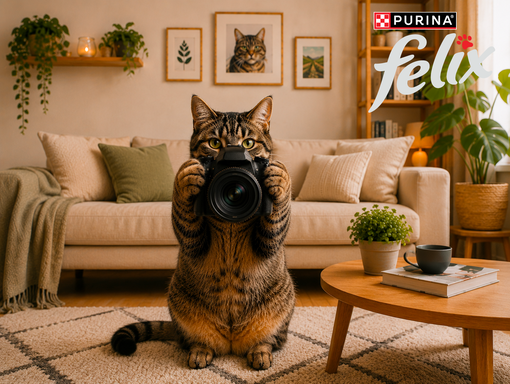 Kočka v obývacím pokoji s fotoaparátem | Felix®